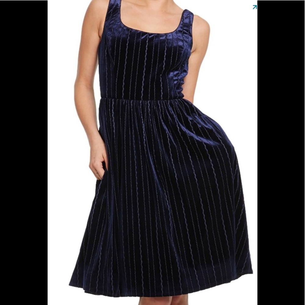 Donna Morgan Navy Velvet Fit and Flare Dress